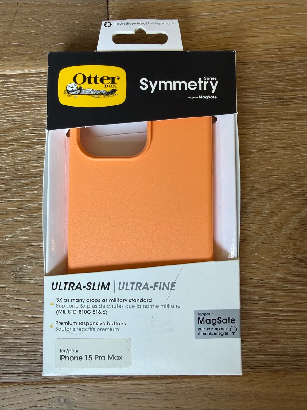New OtterBox Symmetry Series Orange Case for iPhone 15 Pro Max bright orange